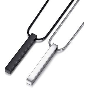 Stainless Steel Bar Pendant Necklace for Men and Women, Couples Necklaces